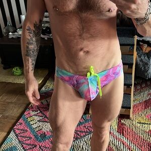 Men’s rainbow, artistic, swimwear, speedo, sexy, neon